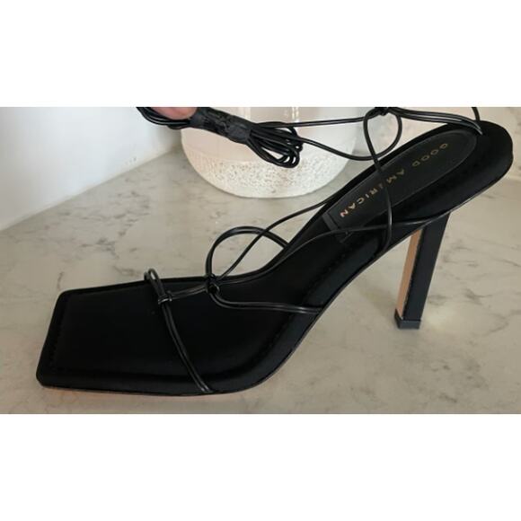 Great American Neoprene Black Strappy Black Heels Sz10 - Picture 2 of 8